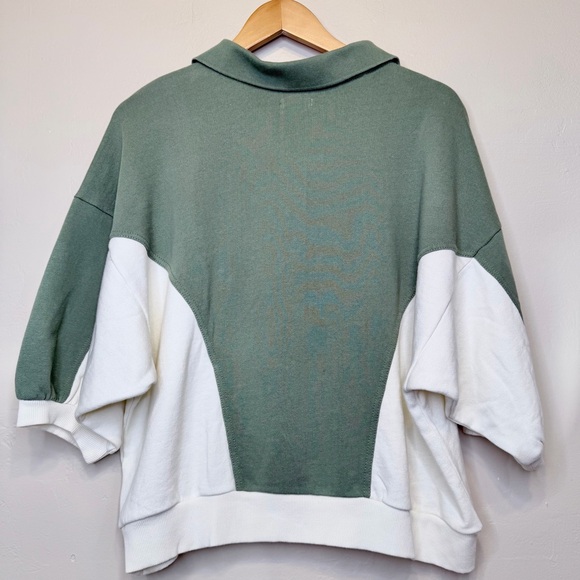 Anthropologie Pilcro The Niki Bubble Sweatshirt Colorblock Edition Sage Knit Top - Picture 4 of 11